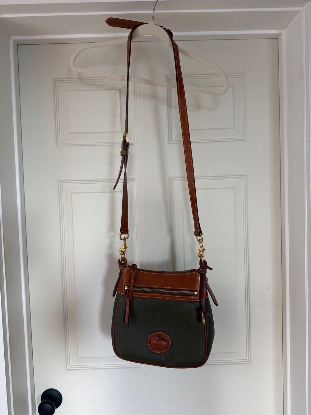 Dooney & Bourke Olive and Brown Leather Crossbody Bag